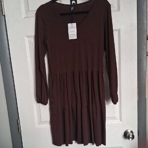 Brown Long Sleeve Dress